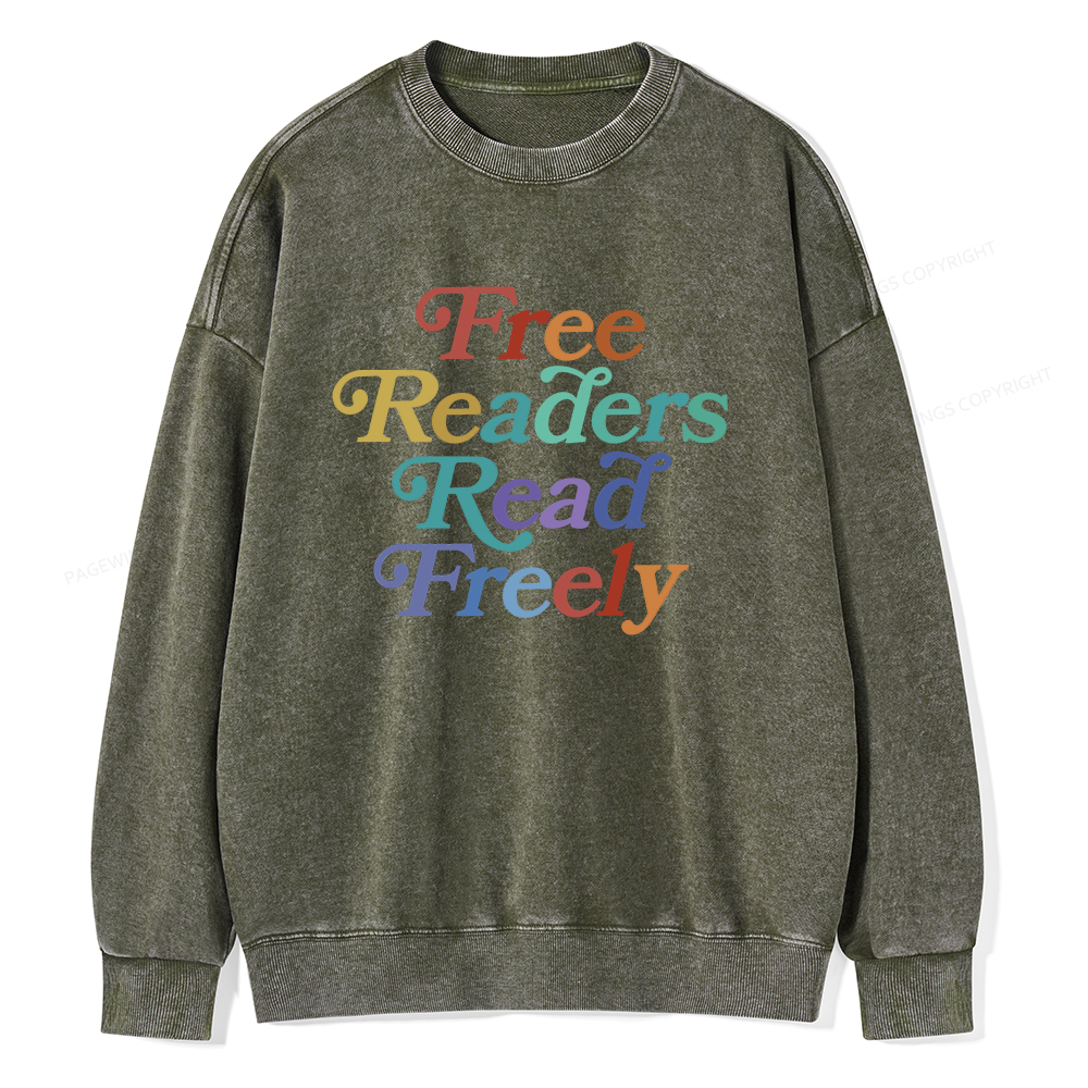  Pagewings Free Readers Read Freely Unisex Washed Sweatshirt