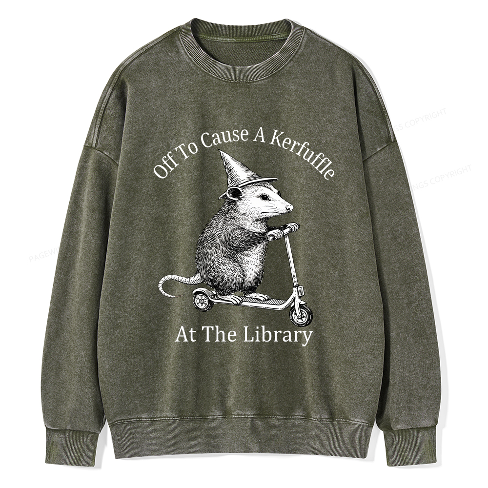 Pagewings Off To Cause A Kerfuffle Unisex Washed Sweatshirt