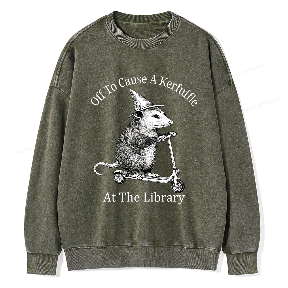 Pagewings Off To Cause A Kerfuffle Unisex Washed Sweatshirt