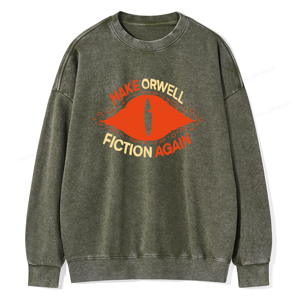 Pagewings Make Orwell Fiction Again Unisex Washed Sweatshirt