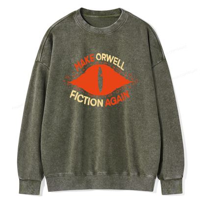 Pagewings Make Orwell Fiction Again Unisex Washed Sweatshirt