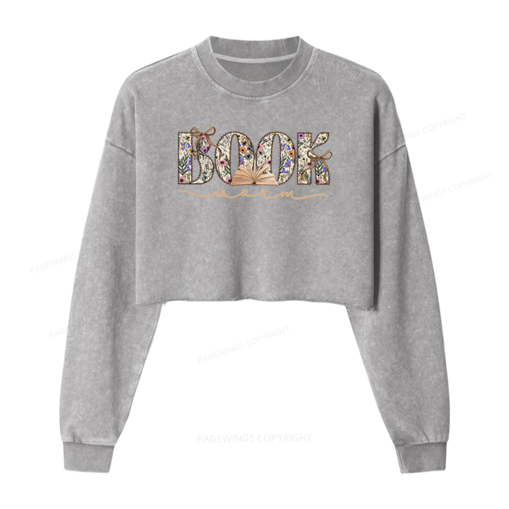 Pagewings Bookworm Washed Crop Sweatshirt