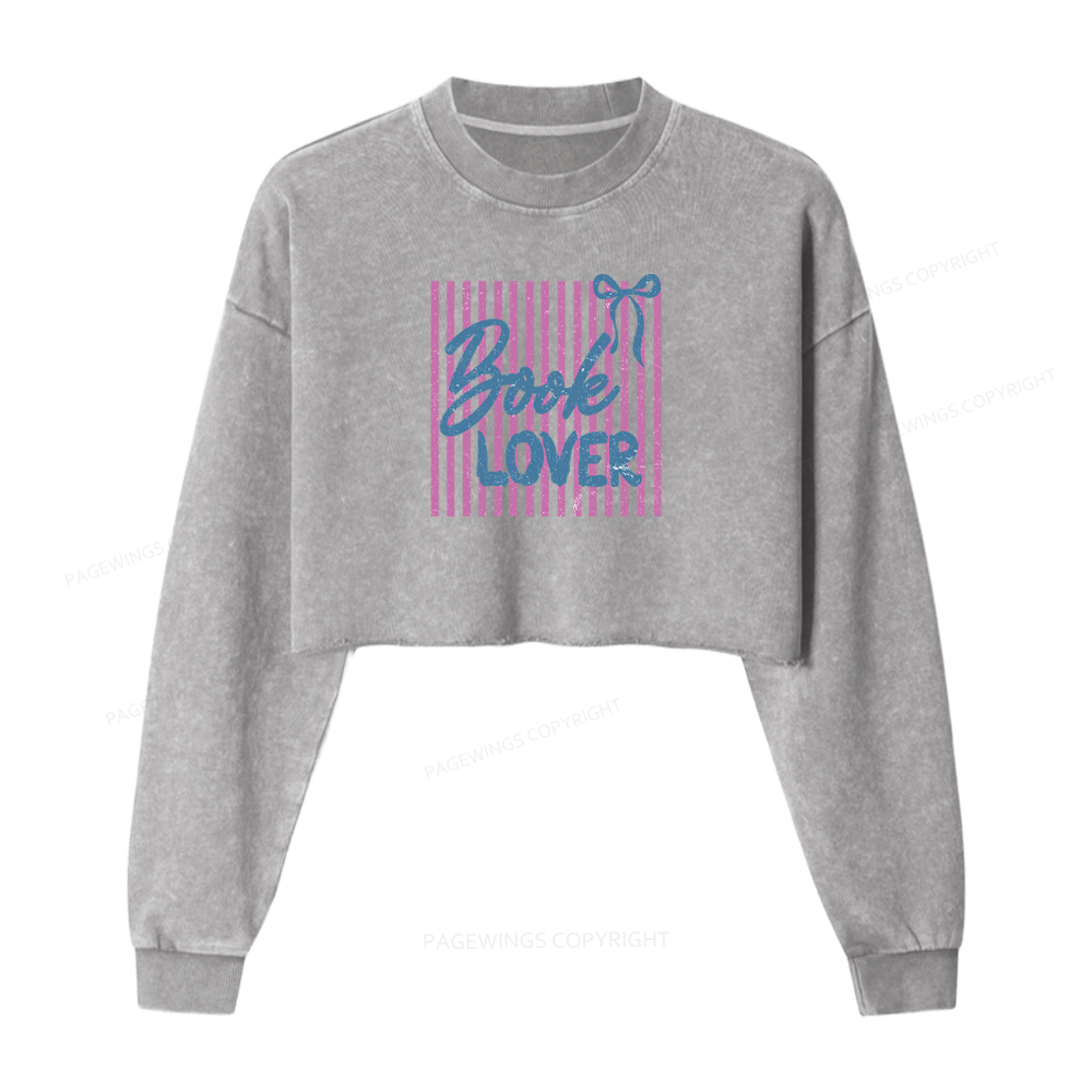 Pagewings Book Lover Washed Crop Sweatshirt