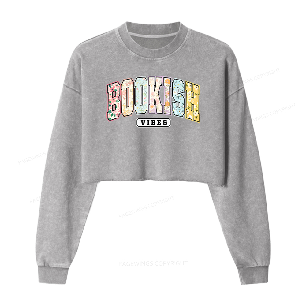 Pagewings Bookish Washed Crop Sweatshirt