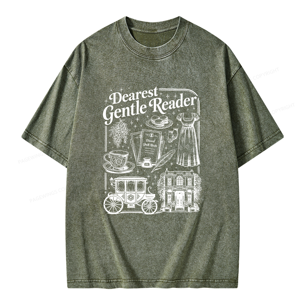 Pagewings Dearest Gentle Reader Unisex Washed T-shirt