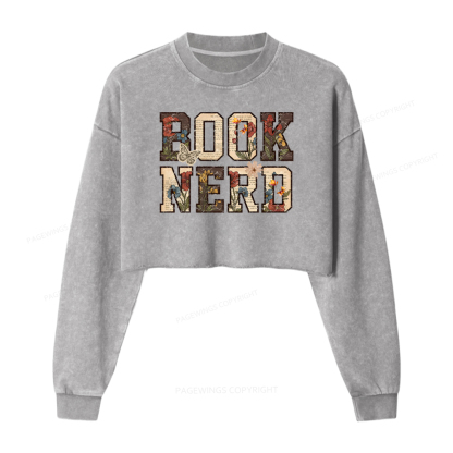 Pagewings Book Nerd Washed Crop Sweatshirt