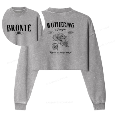 Pagewings Gothic Dark Romance Washed Crop Sweatshirt