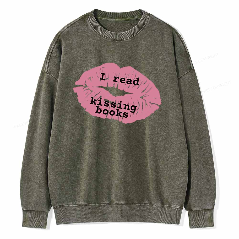 Pagewings I read kissing books Unisex Washed Sweatshirt