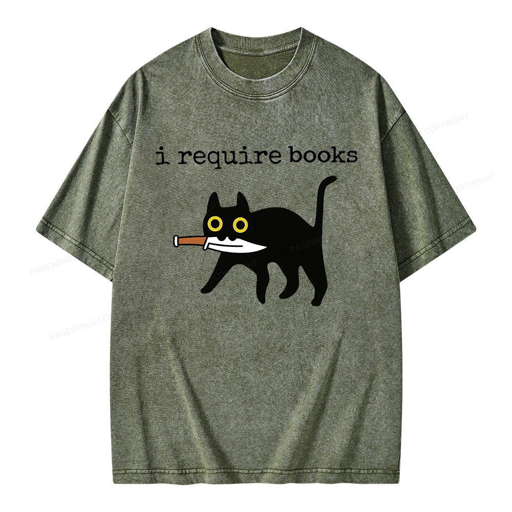 Pagewings I Require Books Unisex Washed T-shirt