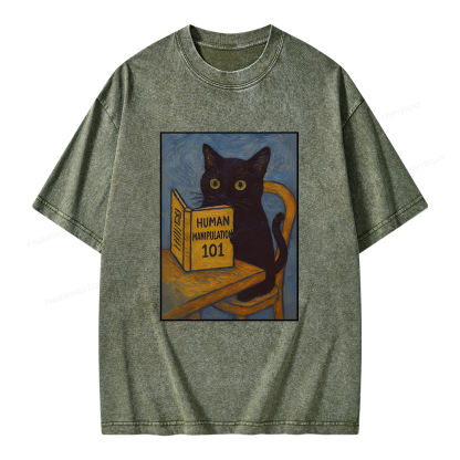 Pagewings Funny Cat Unisex Washed T-shirt