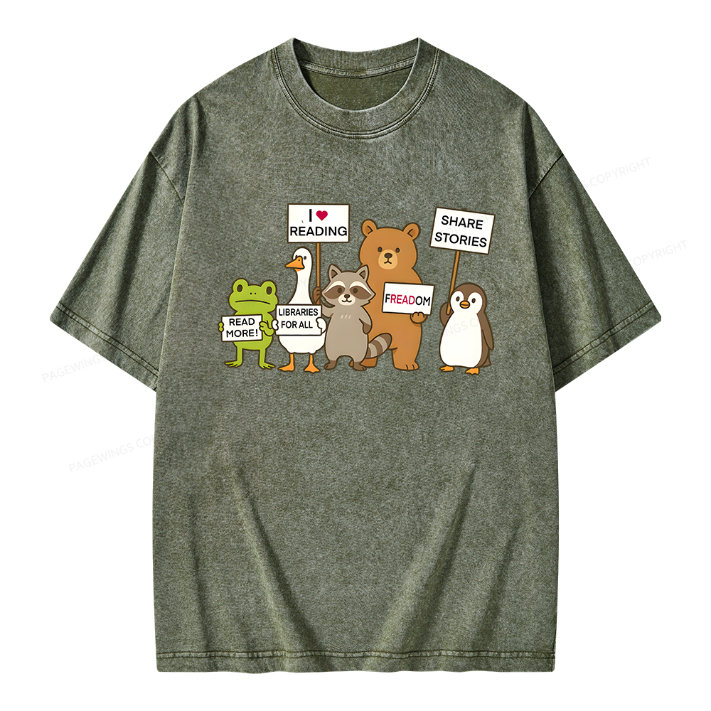 Pagewings Libraries For All Unisex Washed T-shirt