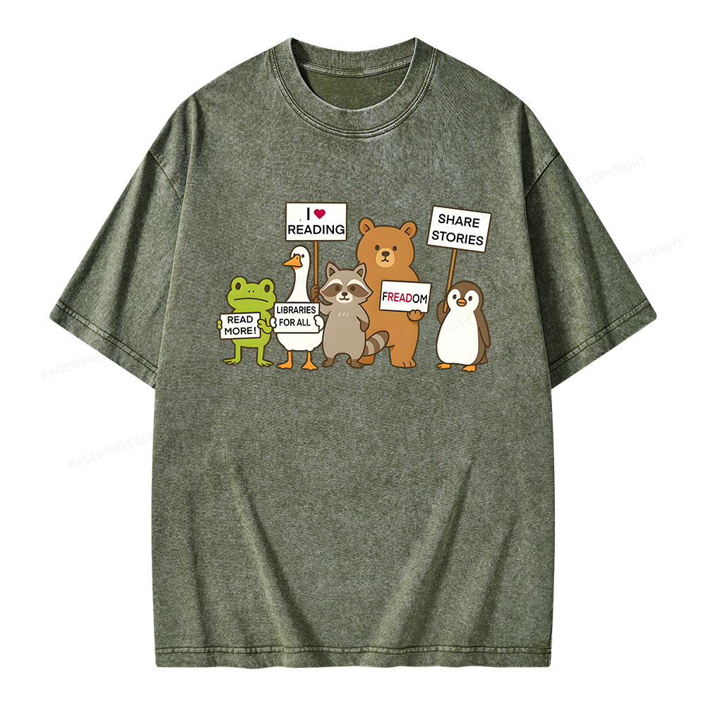 Pagewings Libraries For All Unisex Washed T-shirt