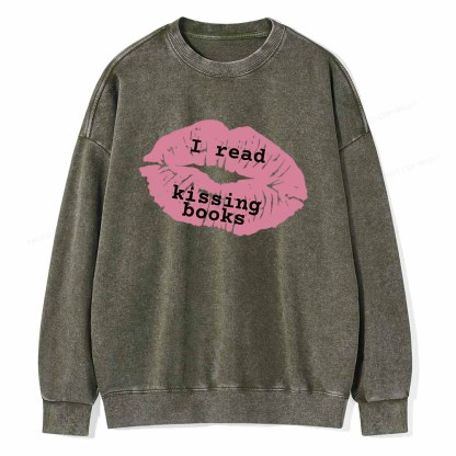 Pagewings I read kissing books Unisex Washed Sweatshirt