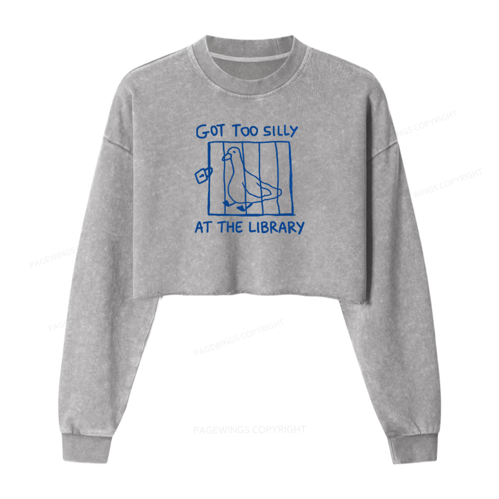 Pagewings Got Too Silly At The Library Washed Crop Sweatshirt