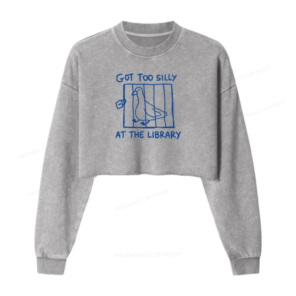 Pagewings Got Too Silly At The Library Washed Crop Sweatshirt