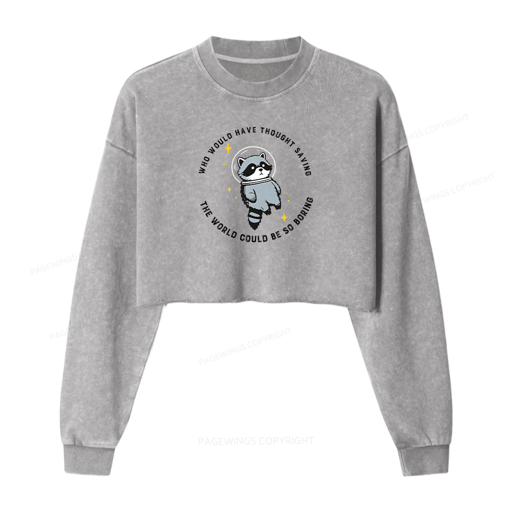 Pagewings Sci-Fi Book Lover Washed Crop Sweatshirt