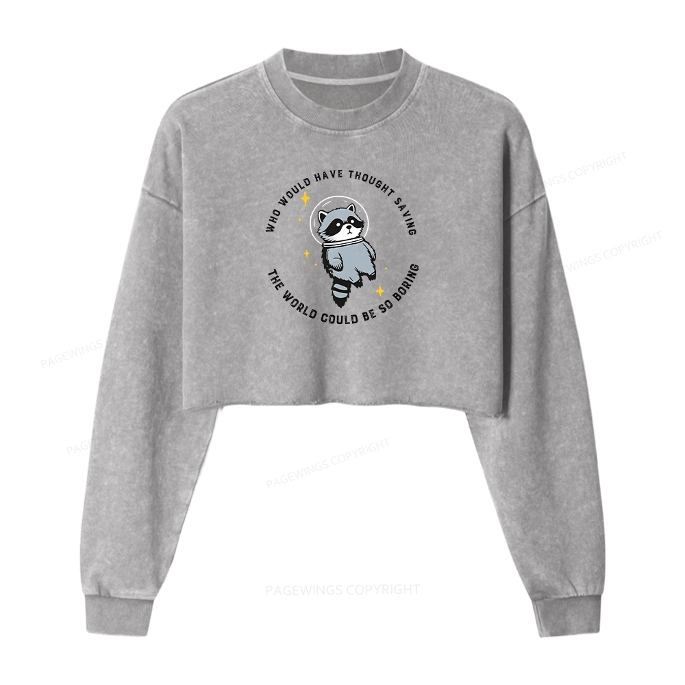 Pagewings Sci-Fi Book Lover Washed Crop Sweatshirt