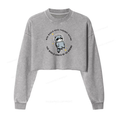 Pagewings Sci-Fi Book Lover Washed Crop Sweatshirt