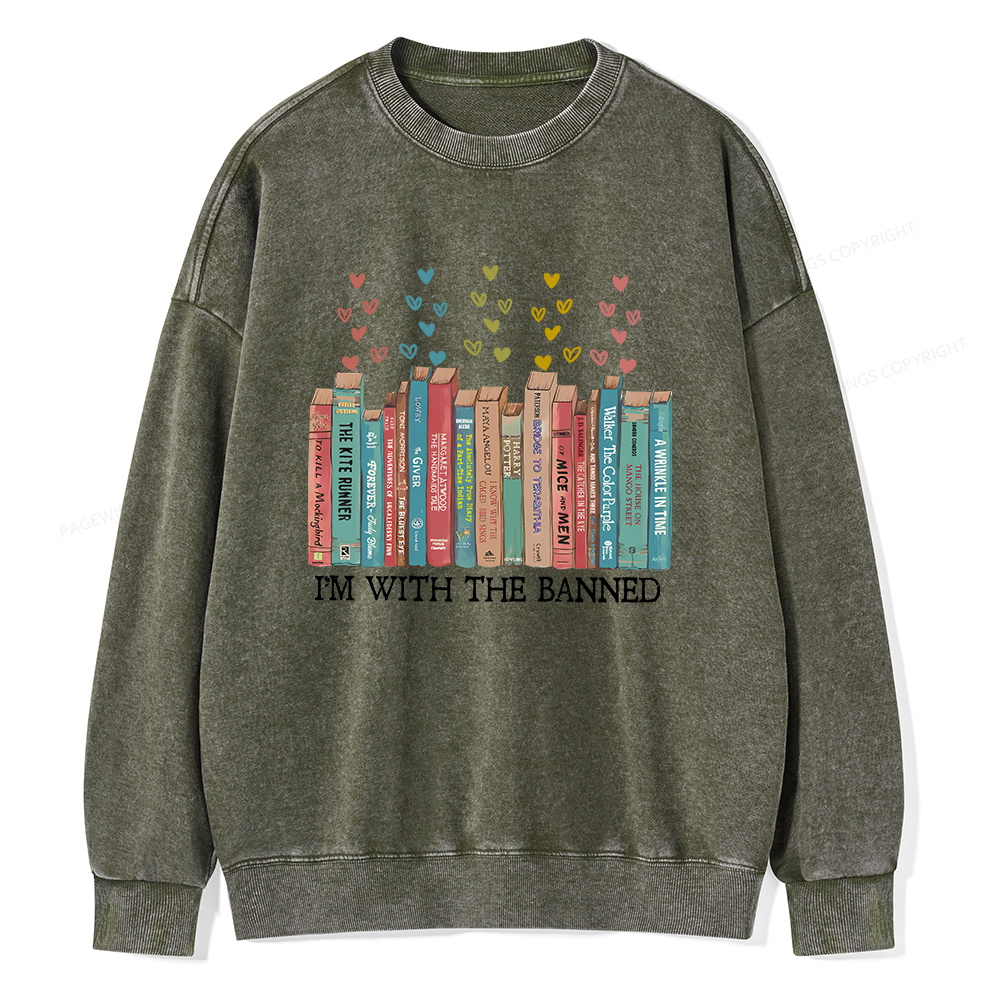 Pagewings I‘m With The Banned Unisex Washed Sweatshirt