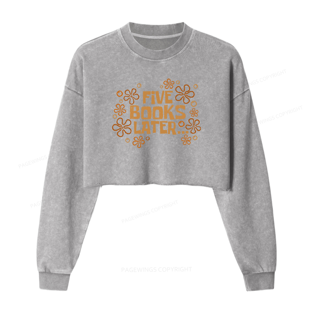 Pagewings Five Books Later Washed Crop Sweatshirt