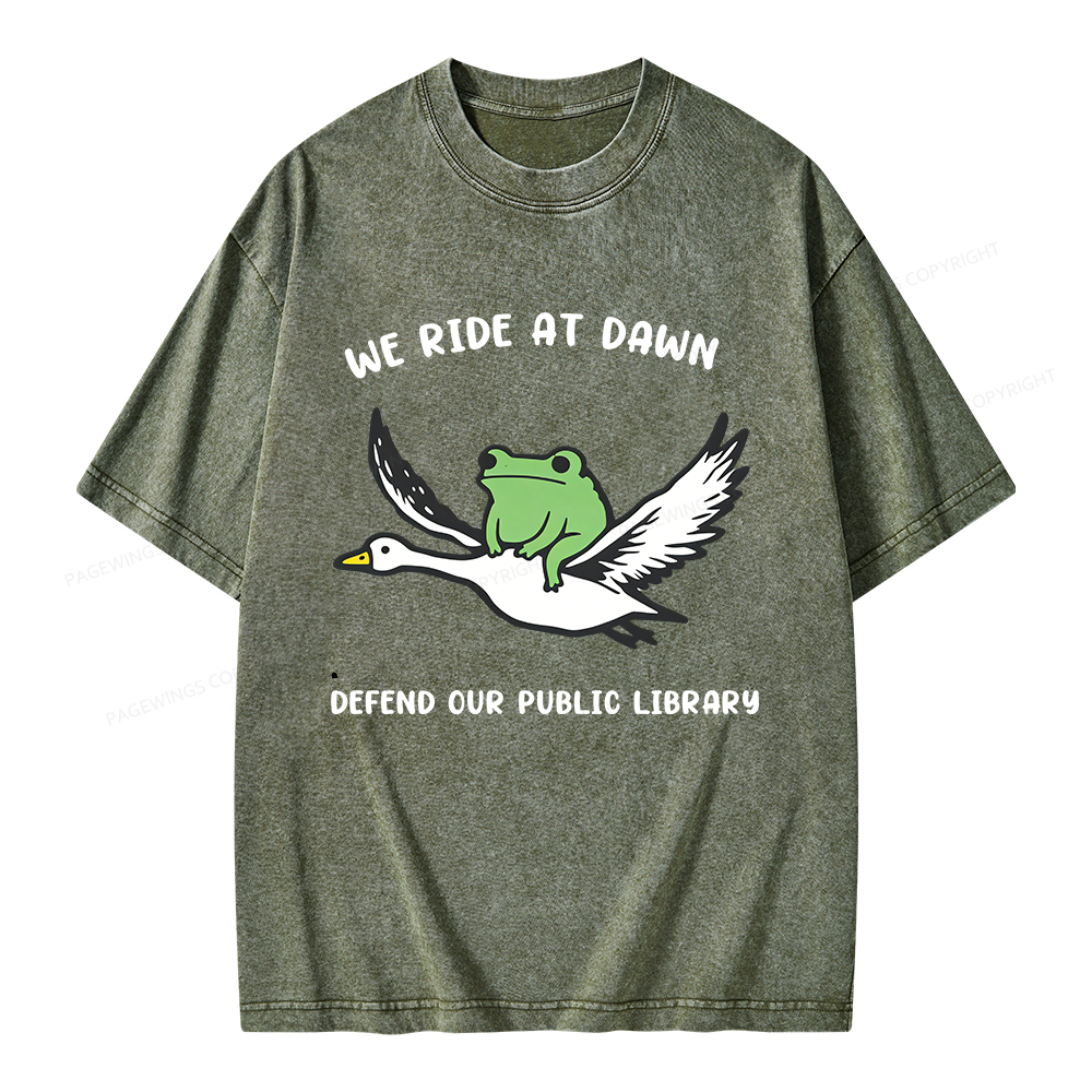 Pagewings We Ride at Dawn Unisex Washed T-shirt