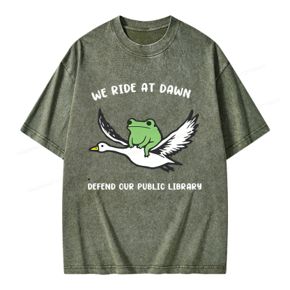 Pagewings We Ride at Dawn Unisex Washed T-shirt