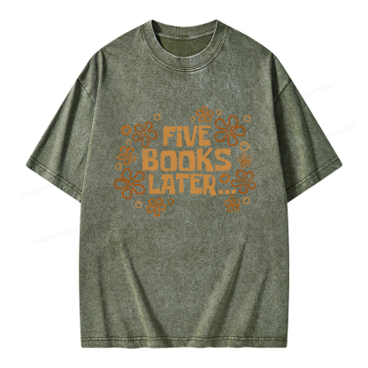 Pagewings Five Books Later Unisex Washed T-shirt