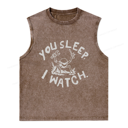 Pagewings You Sleep I Watch Unisex Washed Tank Top