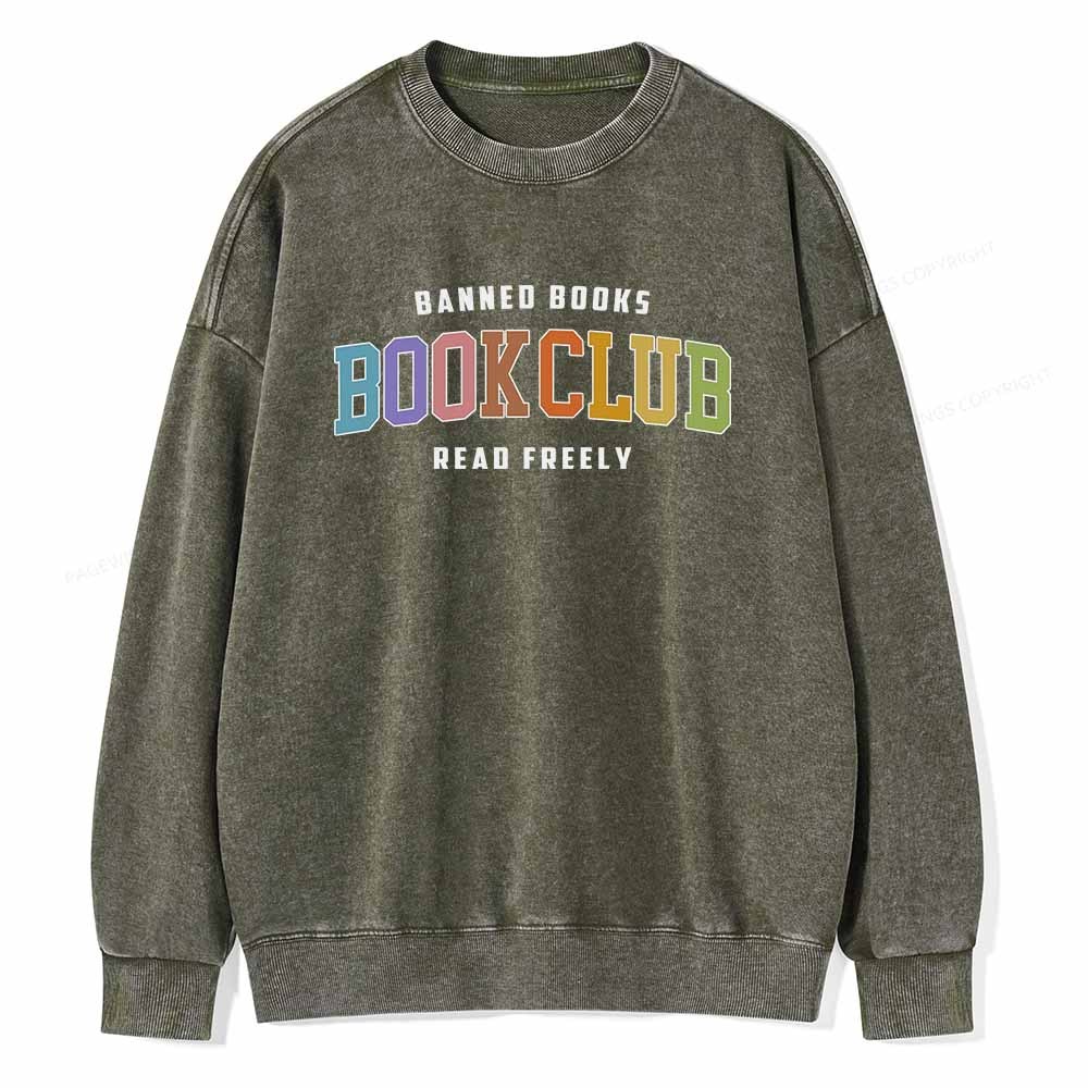 Pagewings Banned Book Book Club Unisex Washed Sweatshirt