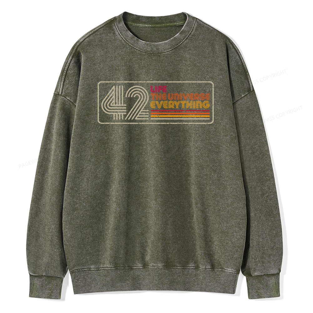 Pagewings Life The Universe Everything Unisex Washed Sweatshirt