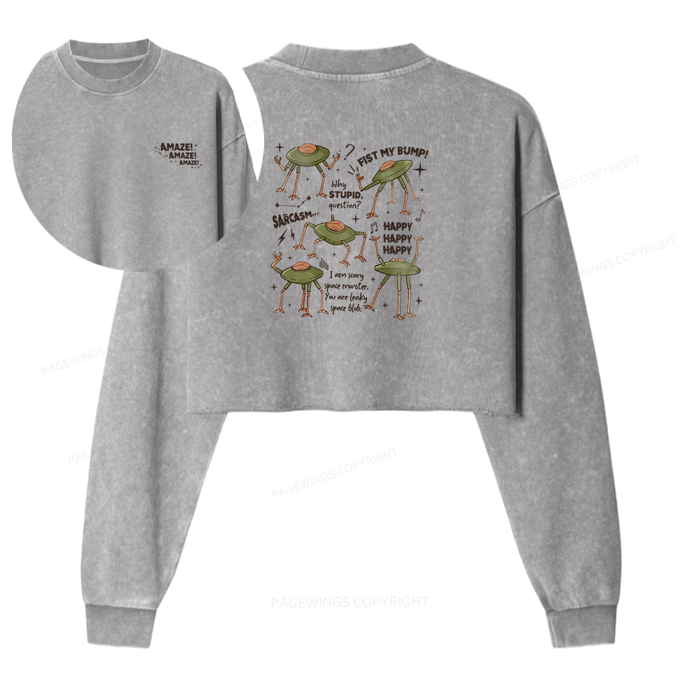 Pagewings Fantasy Bookish Rocky Amaze Washed Crop Sweatshirt