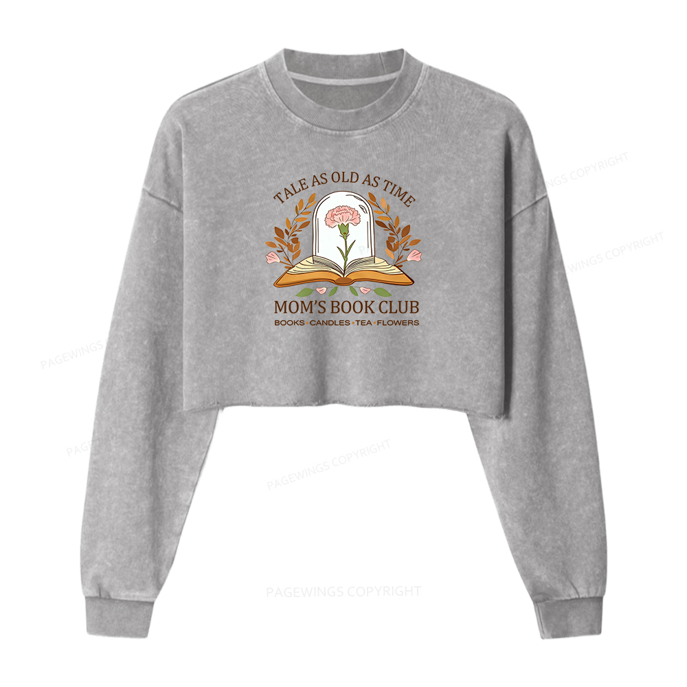 Pagewings Mom's Book Club Washed Crop Sweatshirt
