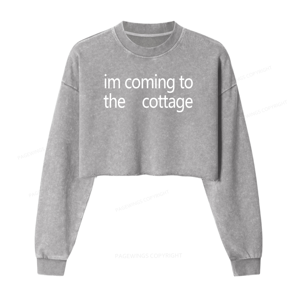 Pagewings Im Coming To The Cottage Washed Crop Sweatshirt