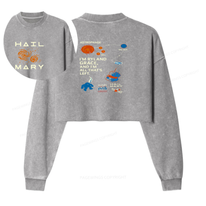 Pagewings Scifi Reader Washed Crop Sweatshirt
