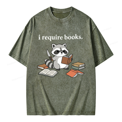 Pagewings I Require Books Unisex Washed T-shirt