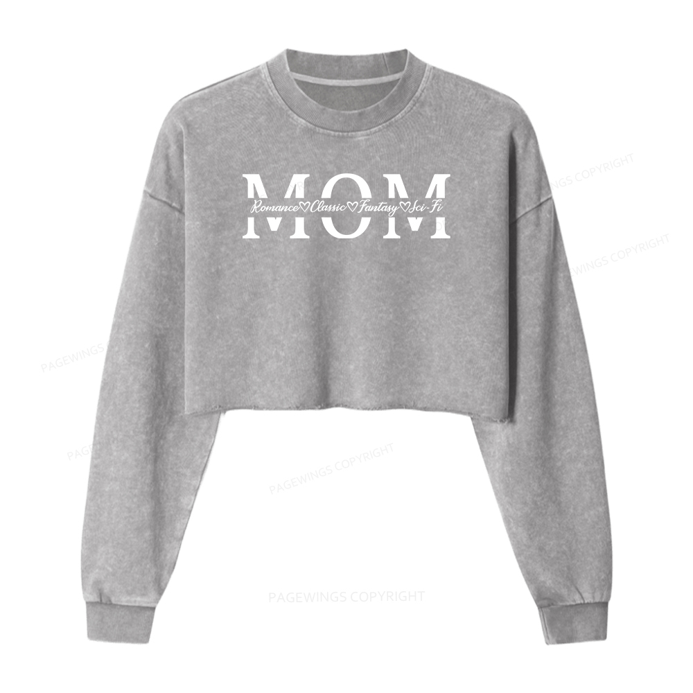Pagewings Personalized Mama Washed Crop Sweatshirt