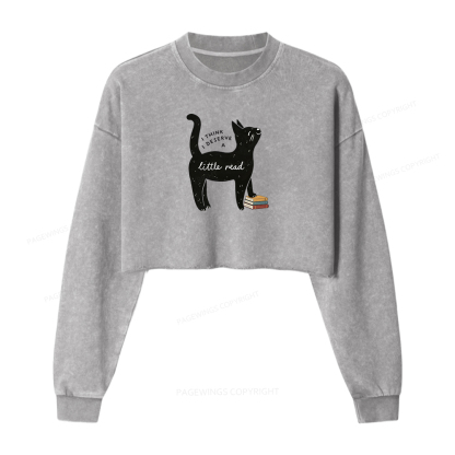 Pagewings Little Read Washed Crop Sweatshirt