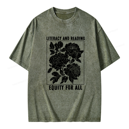 Pagewings Literacy And Reading Equity For All Unisex Washed T-shirt