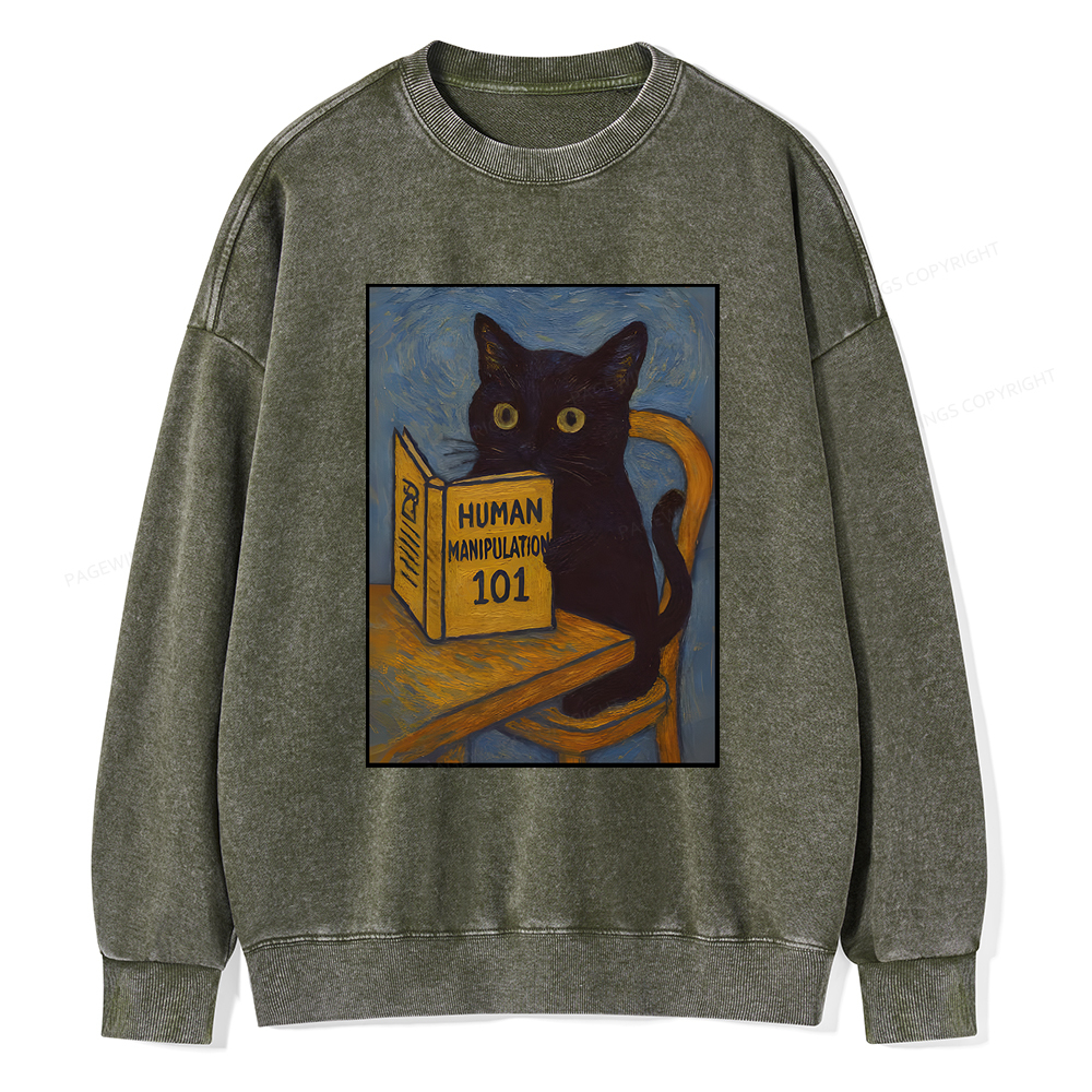 Pagewings Funny Cat Unisex Washed Sweatshirt