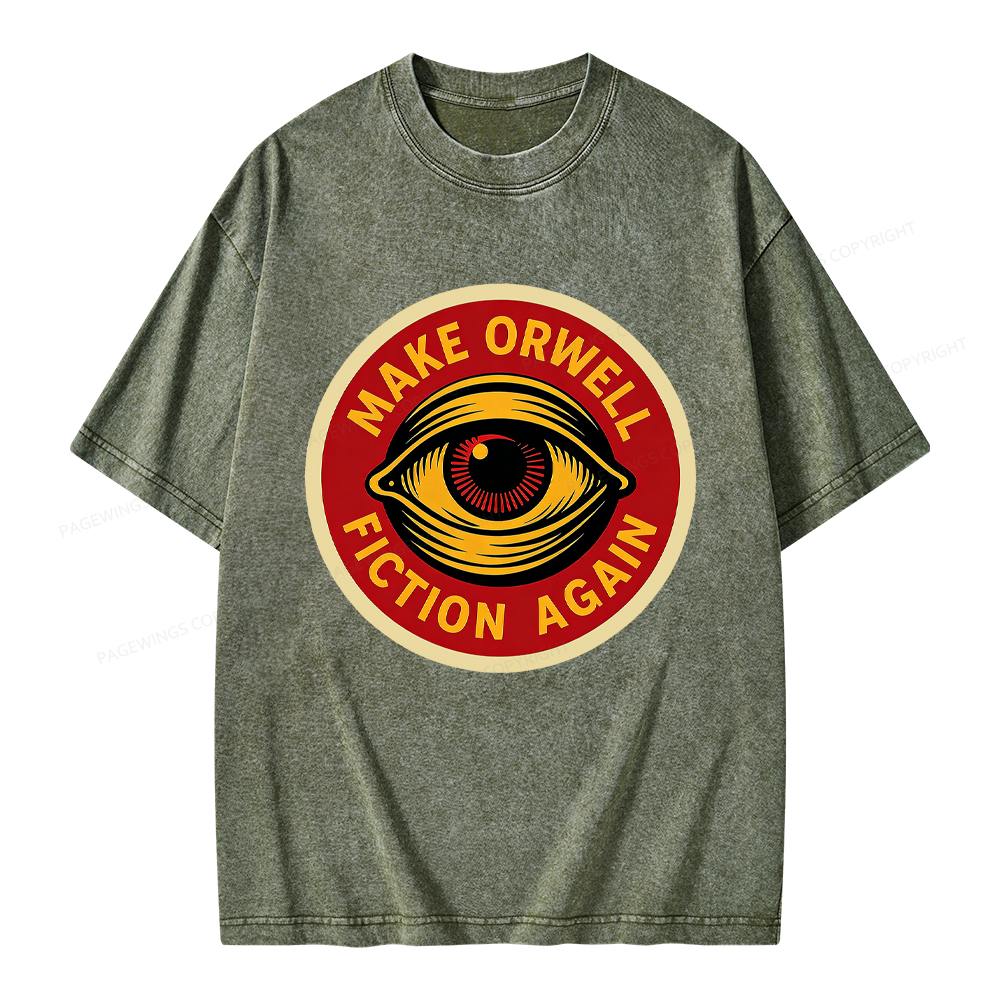 Pagewings Make Orwell Fiction Again Unisex Washed T-shirt