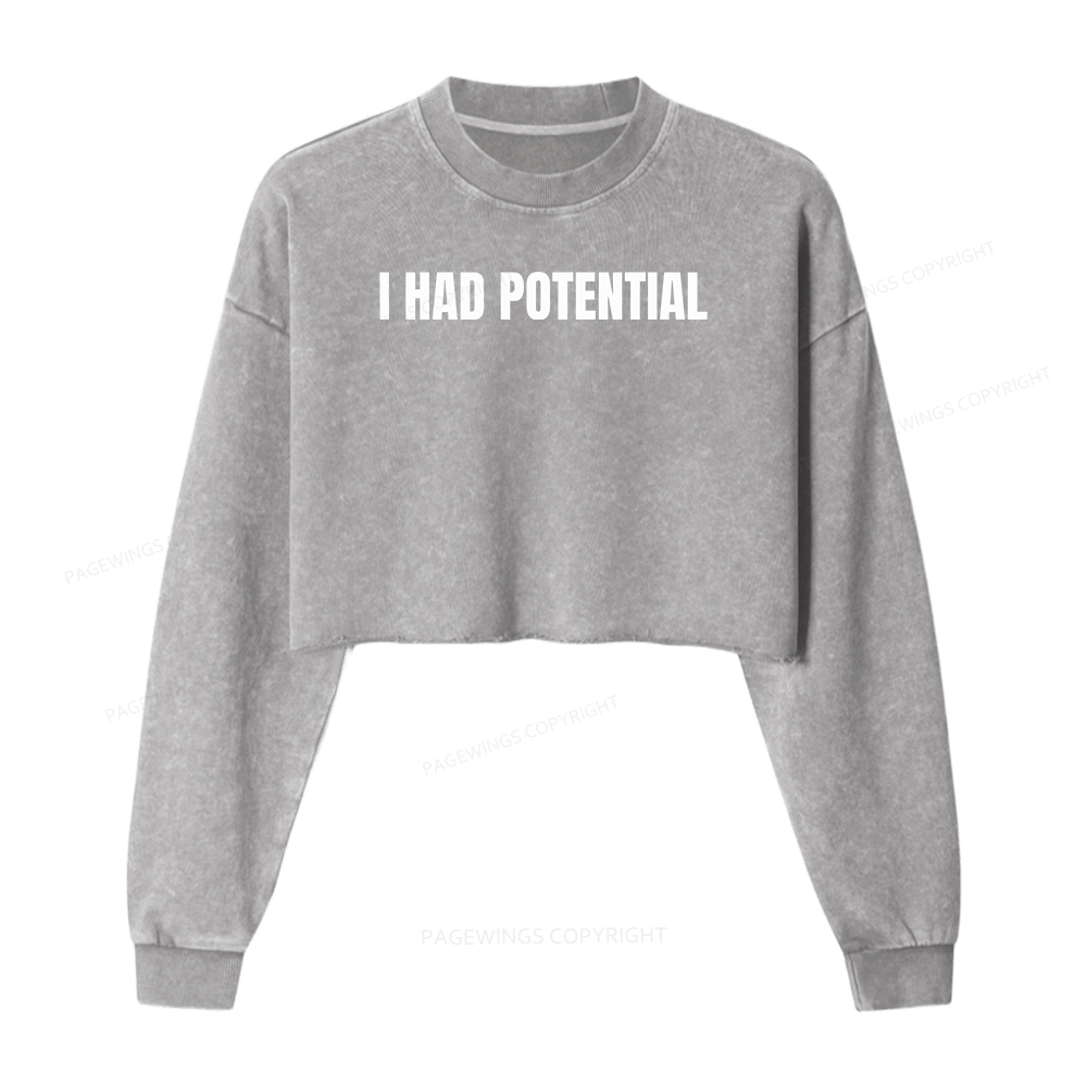 Pagewings I Had Potential Washed Crop Sweatshirt