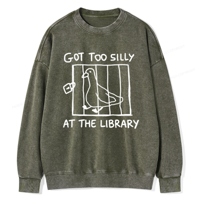 Pagewings Got Too Silly At The Library Unisex Washed Sweatshirt