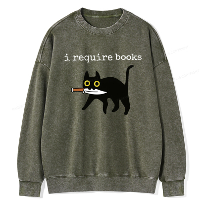 Pagewings I Require Books Unisex Washed Sweatshirt