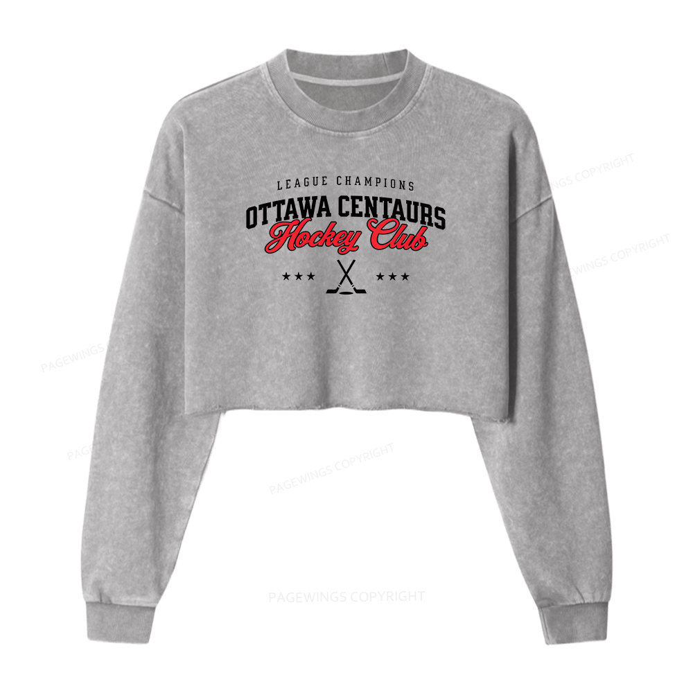 Pagewings Hockey Club Washed Crop Sweatshirt