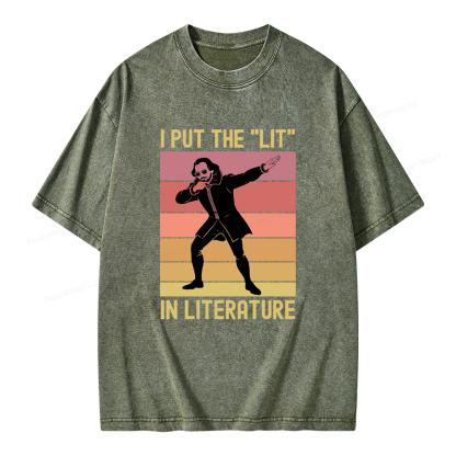 Pagewings I Put The "Lit" In Literature Unisex Washed T-shirt
