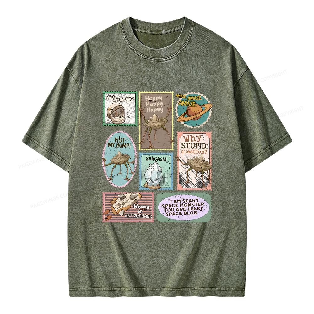 Pagewings Amaze Retro Sci-Fi Unisex Washed T-shirt