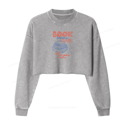 Pagewings Book Lovers Book Club Washed Crop Sweatshirt