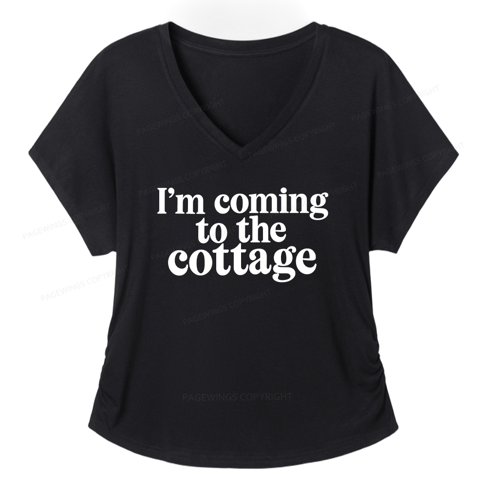 Pagewings I'm Coming To The Cottage Soft Women's Modal V-neck T-shirt  