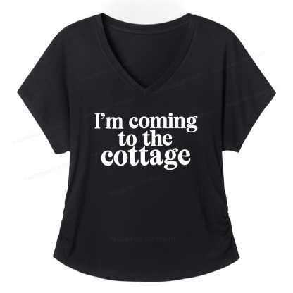 Pagewings I'm Coming To The Cottage Soft Women's Modal V-neck T-shirt  