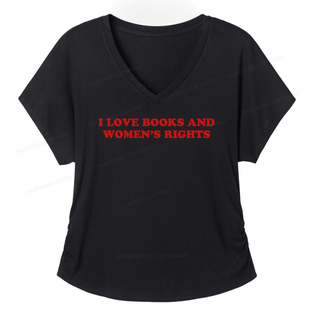 Pagewings I Love Books And Women's Rights Soft Women's Modal V-neck T-shirt  